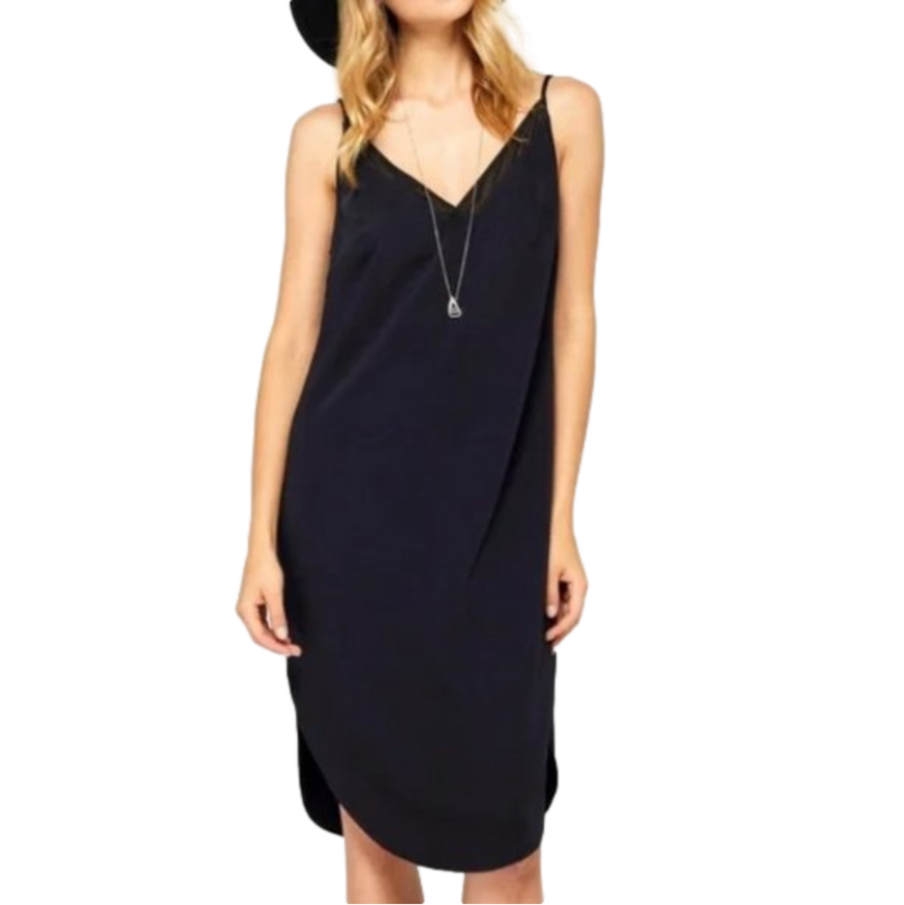 Gentle Fawn Midi Slip‎ Dress in Black Large NWT
